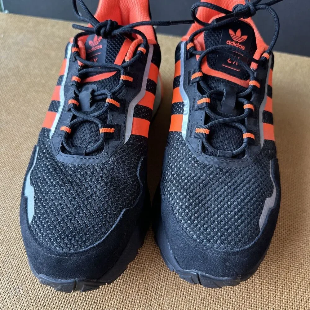 Adidas ZX 1K Boost Shoes Core Black-Solar Orange Silver H00428 Men’s Size 8